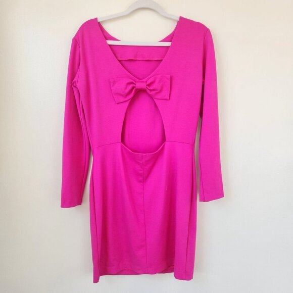 AMANDA UPRICHARD Hot Pink Cutout Back Bow Dress Large - Picture 5 of 7